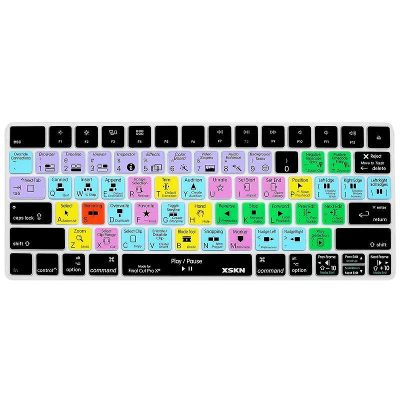 XSKN Final Cut Pro Shortcut Silicone Keyboard Cover Skin for 2015 Released Magic Keyboard MLA22LL/A A1644 (US Version) - Image 1